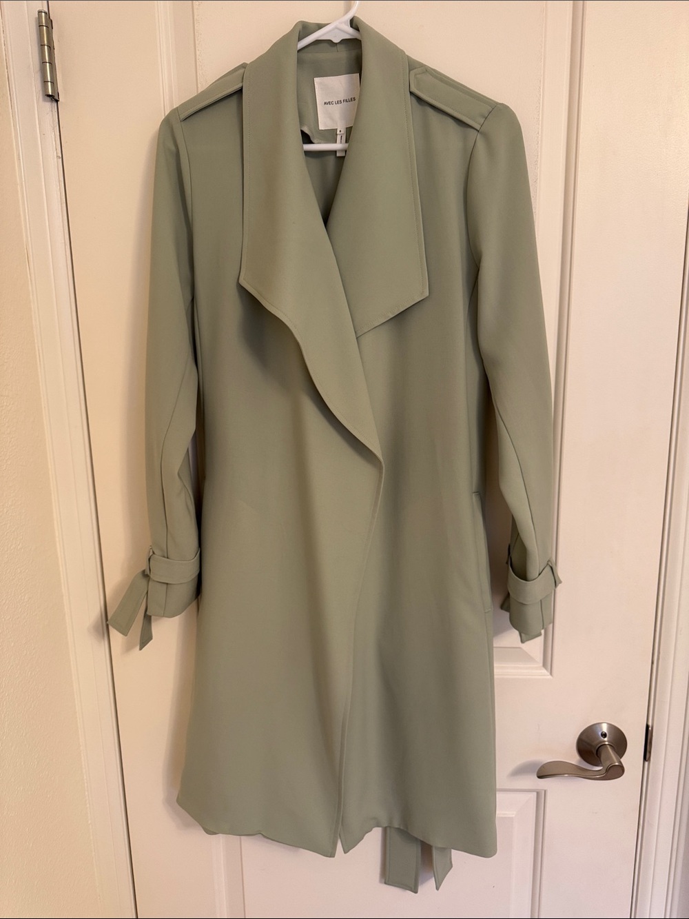 Long Sleeve Trench Dress Coat in Sage Green- Women’s